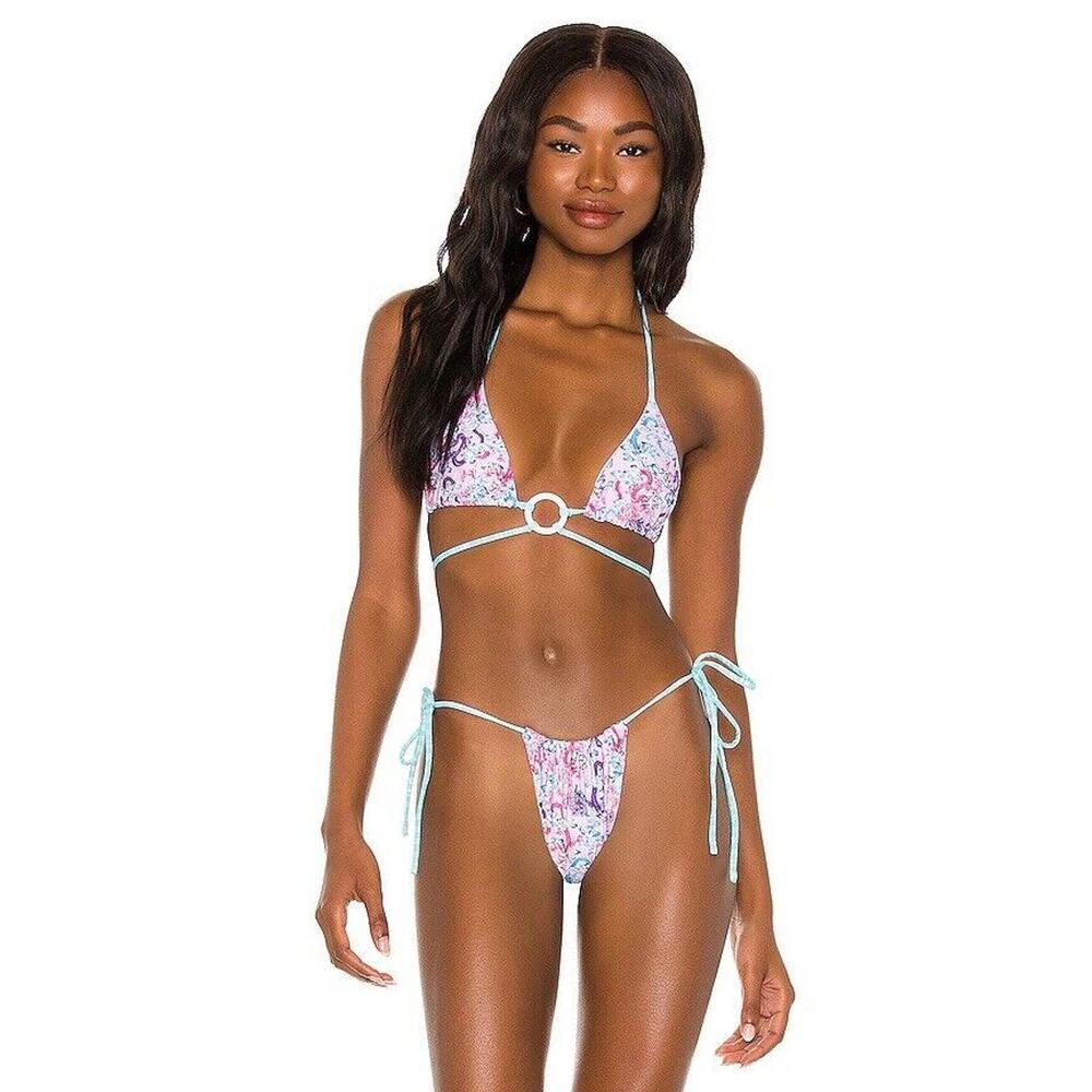 VDM Revolve NWT Reversible Ziggy Bikini Top Size XL Dragons Pastel Beach Preppy